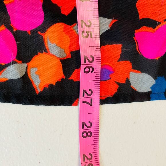 Mercer & Madison Orange Pink Floral V-Neck Long Sleeve Top Blouse M - Picture 9 of 9